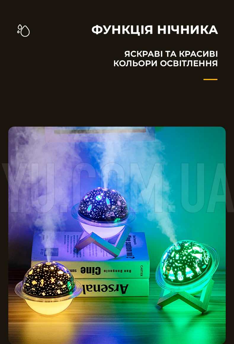 Проекційний зволожувач повітря зоряне небо 250мл - проектор RGB нічник світильник Проекційний зволожувач повітря зоряне небо 250мл - проектор RGB нічник світильник